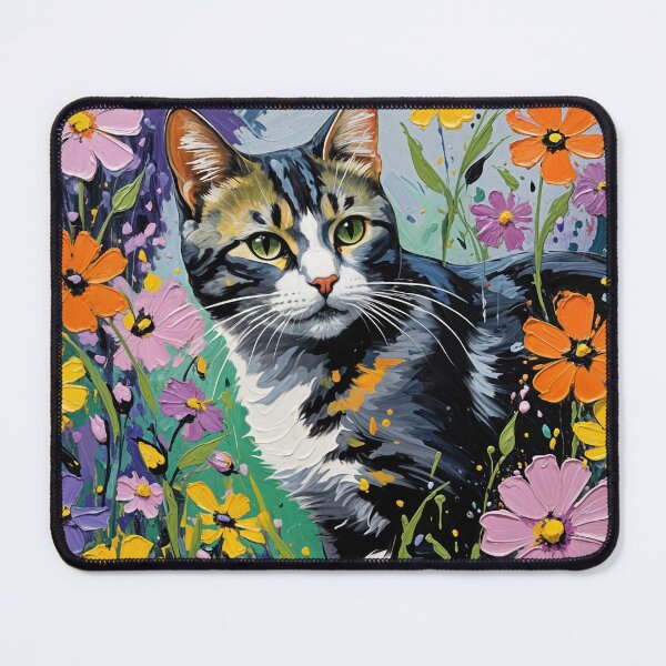 Item preview, Expressive Fantasy Cat Portrait in Bold Colors 4K Painting designed and sold by Keirnyx.