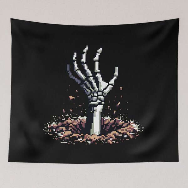 Item preview, Whimsigoth Retro Gamer Skeletal Hand Pixel Art Style designed and sold by raymondjmcd.