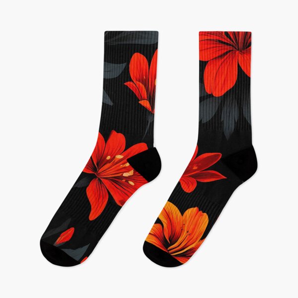 Item preview, FLORAL AND TROPICAL PATTERN O19 - Gift items and personal use / Wild, Seamless, Leaves, Grey, Red, Orange, Yellow, Flowers, Black, Pattern, Art designed and sold by LumDesignArt.