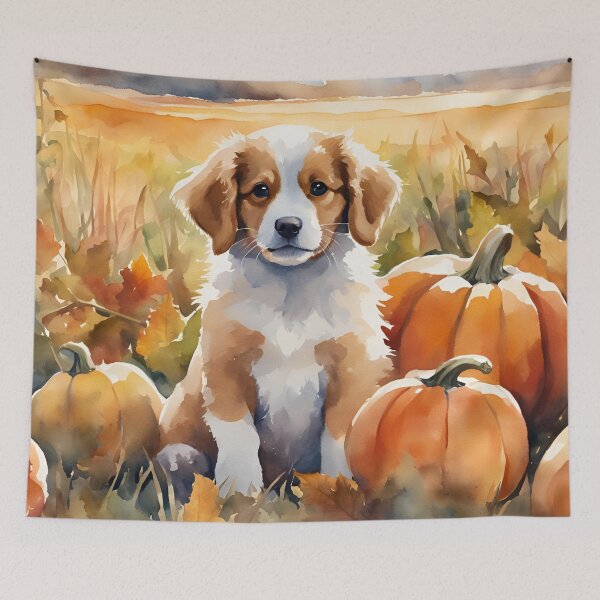 Item preview, Farm Dog in the Pumpkins designed and sold by StoryofPieces.