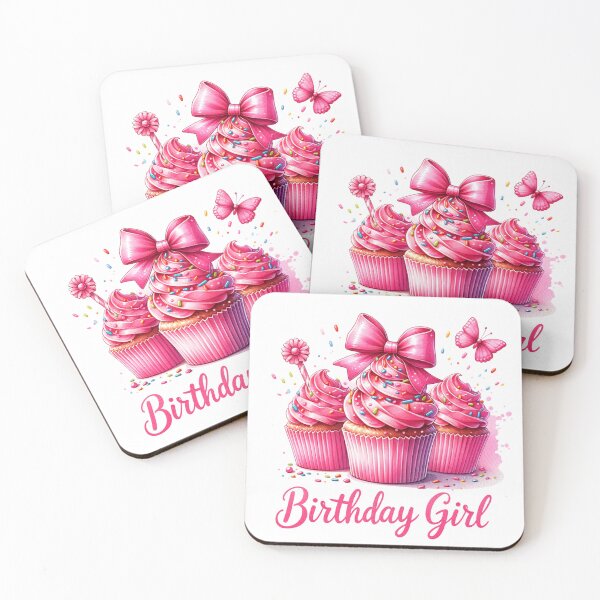 Item preview, Pink Cup cakes saying Birthday Girl stickers and more designed and sold by CRandRRstickers.