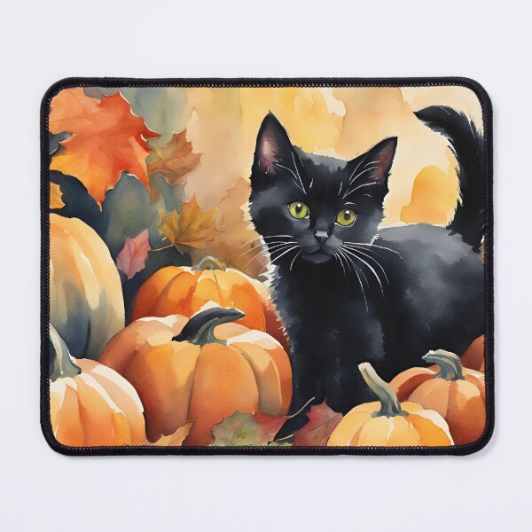 Item preview, Black Kitten in the Pumpkins designed and sold by StoryofPieces.