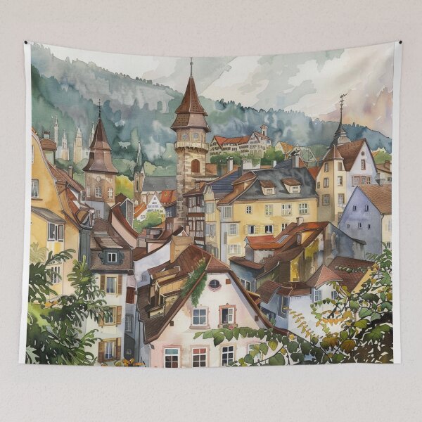 Item preview, A Watercolor Design of Freiburg - Germany designed and sold by Sketch-Shack.