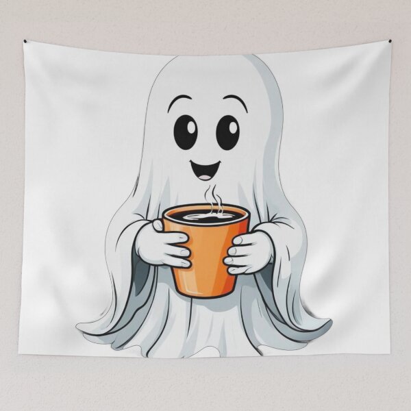 Item preview, Friendly Ghost drinking coffee designed and sold by Travelcases.