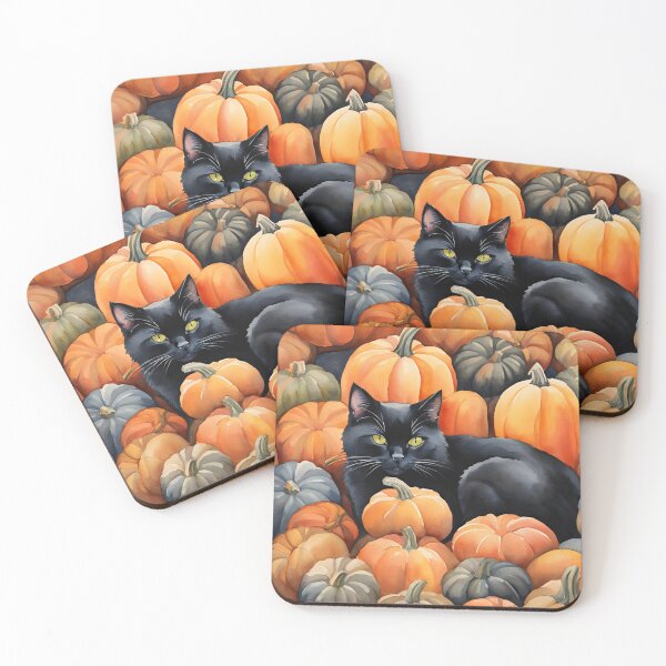 Item preview, Black Cat Resting in the Pumpkins designed and sold by StoryofPieces.