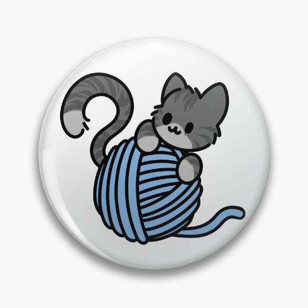 Item preview, Grey tabby belly kitty with yarn ball designed and sold by Cosmic Kitty Colors.