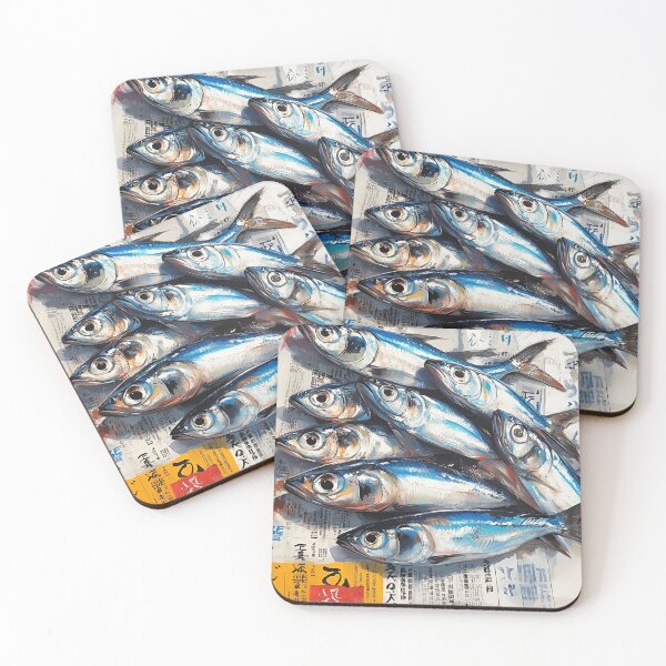 Item preview, Sardine Painting art, Food painting, Sardine on Japanese newspaper art designed and sold by KreativKulture.