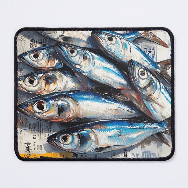 Item preview, Sardine Painting art, Food painting, Sardine on Japanese newspaper art designed and sold by KreativKulture.