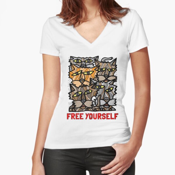 "Free Yourself" Fitted V-Neck T-Shirt