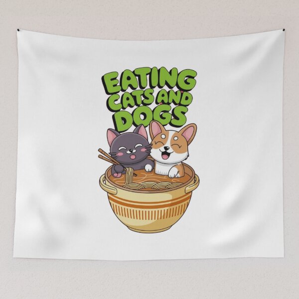 Item preview, Funny Cat and Dog in Ramen political T-Shirt - Eating Cats and Dogs designed and sold by Digital Art and Funny Pets.