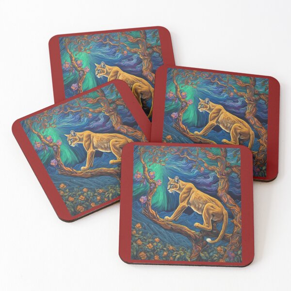 Item preview, "Puma's Tropical Ascent: Climbing Amid Exotic Vines and Flowers" designed and sold by Artisticanvas.