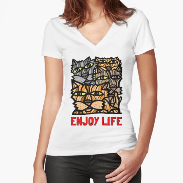 "Enjoy Life" Fitted V-Neck T-Shirt