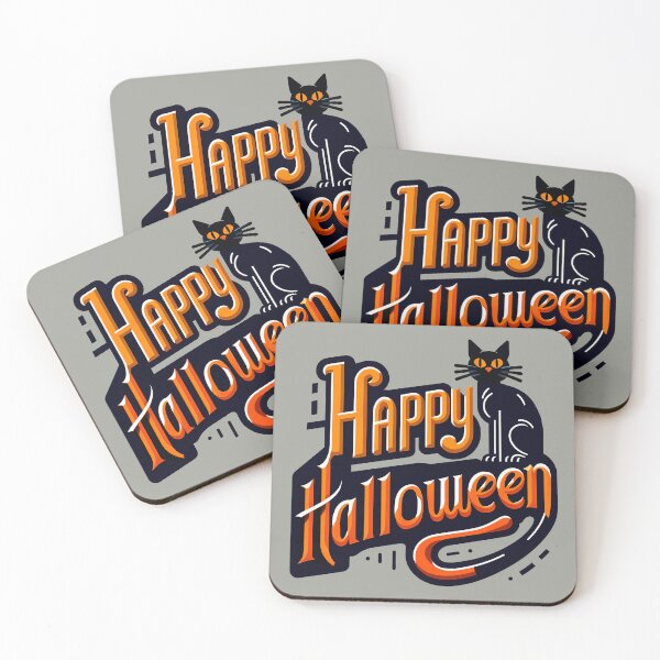 Item preview, Happy Halloween, black cat, typography, designed and sold by maxmaj.
