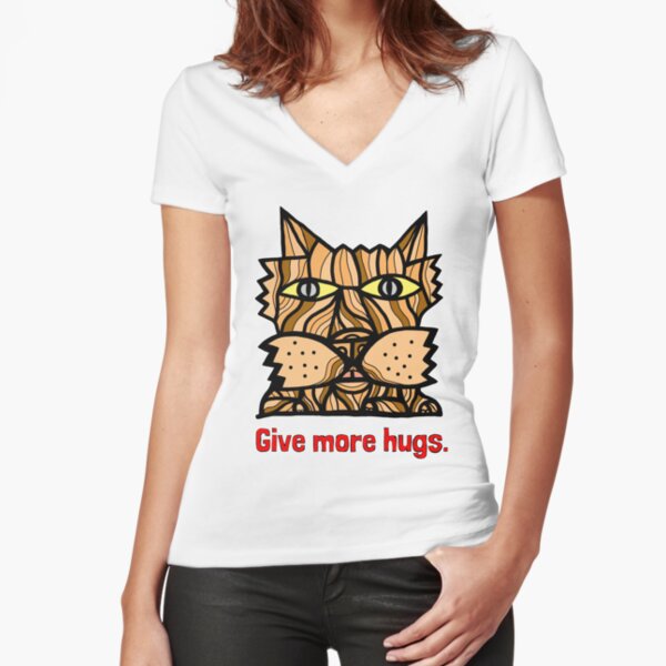 "Give More Hugs" Fitted V-Neck T-Shirt