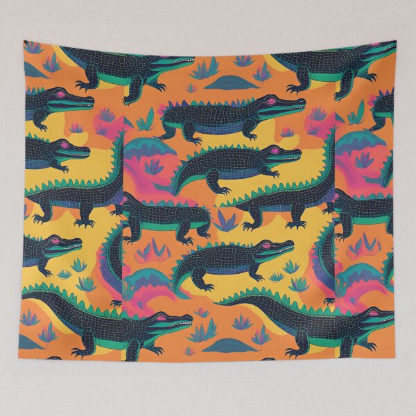 Item preview, Retro Alligator pattern designed and sold by NicMacTees.