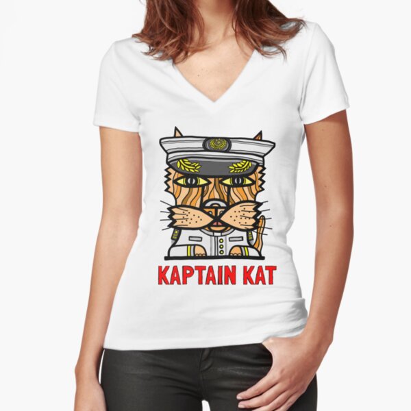 "Kaptain Kat" Fitted V-Neck T-Shirt