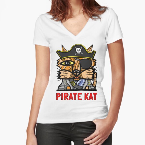 "Pirate Kat" Fitted V-Neck T-Shirt