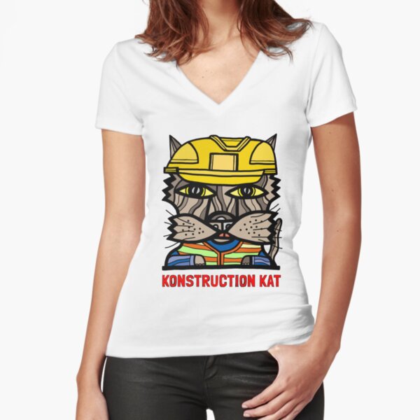 "Konstruction Kat" Fitted V-Neck T-Shirt