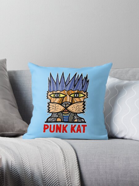 "Punk Kat" Throw Pillow