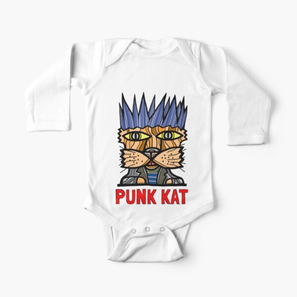 "Punk Kat" Long Sleeve Baby One-Piece