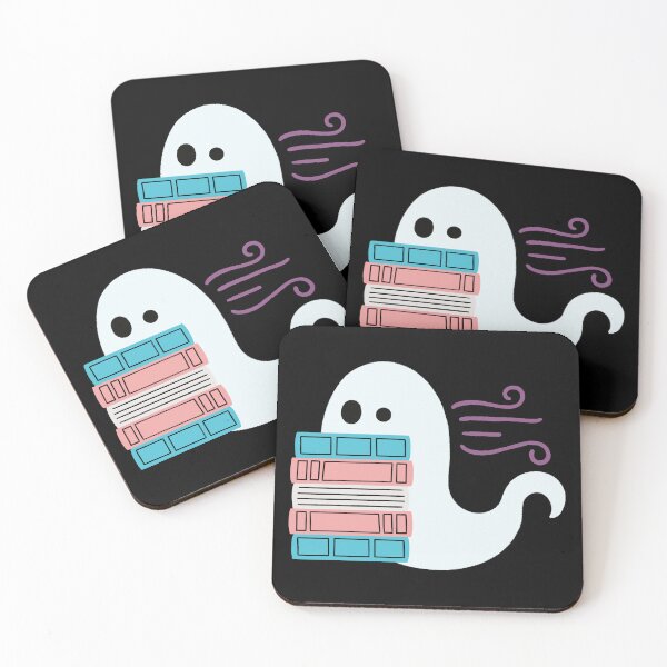 Item preview, trans pride book ghost reading designed and sold by DesignsByAND.
