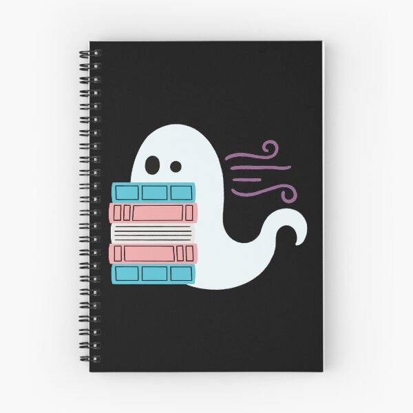 Item preview, trans pride book ghost reading designed and sold by DesignsByAND.