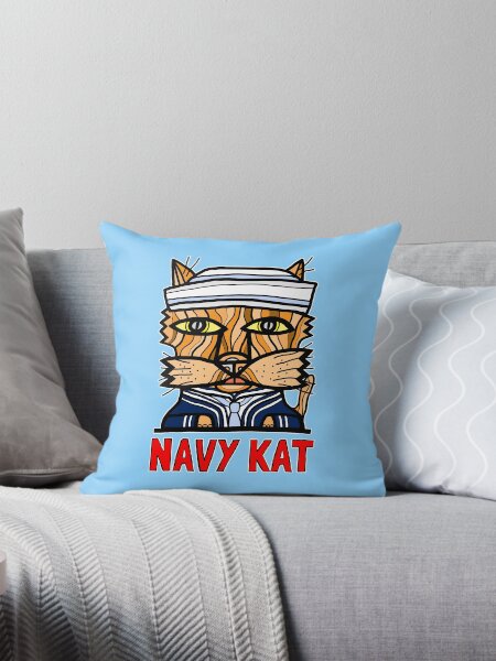 "Navy Kat" Throw Pillow