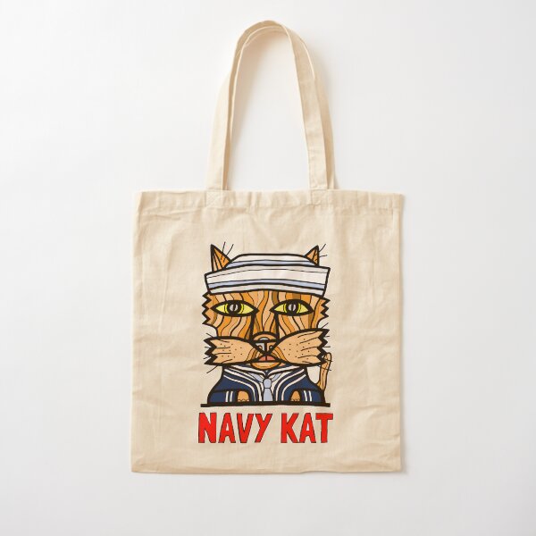 "Navy Kat" Cotton Tote Bag