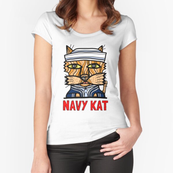 "Navy Kat" Fitted Scoop T-Shirt