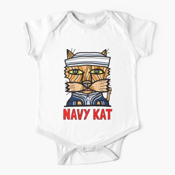 "Navy Kat" Short Sleeve Baby One-Piece