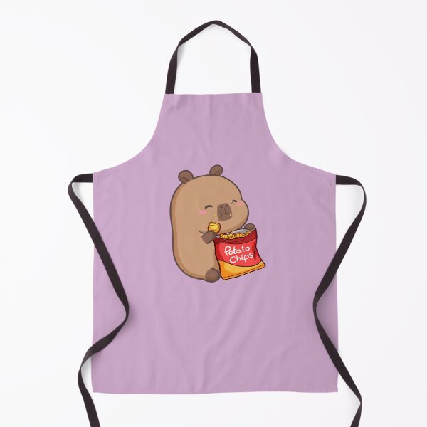 Item preview, Cute fat capybara eating potato chips illustration designed and sold by CapyFun.