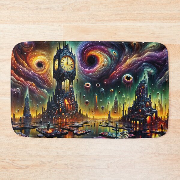 Item preview, Haunting Clock Tower in a Nightmarish Cityscape designed and sold by koreatvtea.