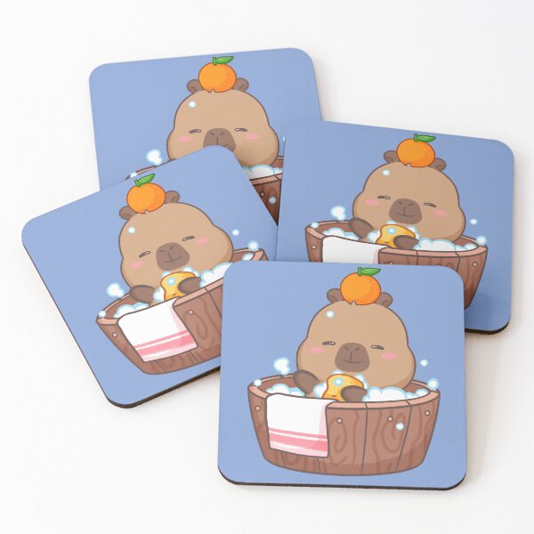 Item preview, Relaxed capybara taking hot bath with Orange Illustration designed and sold by CapyFun.