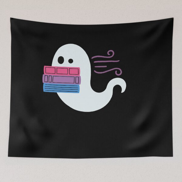 Item preview, bisexual pride book ghost reading designed and sold by DesignsByAND.