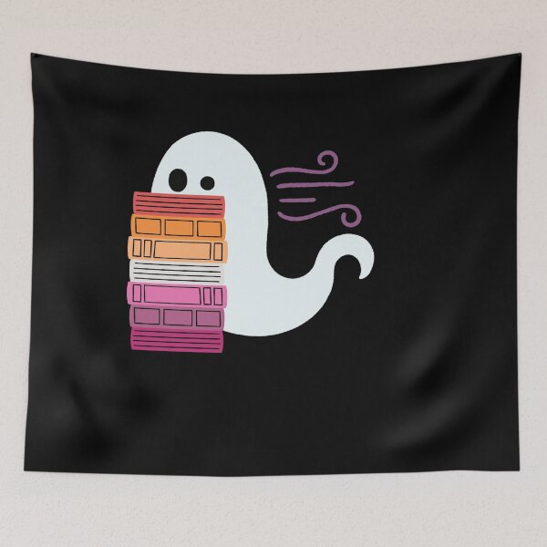 Item preview, sapphic pride book ghost reading designed and sold by DesignsByAND.