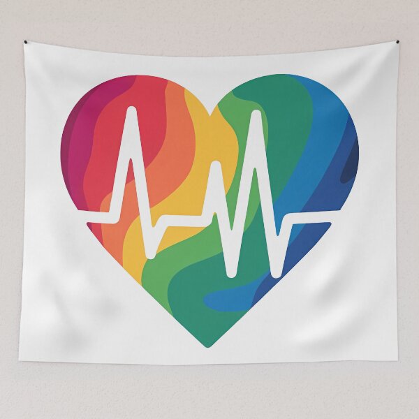 Item preview, ECG Corazón arcoiris designed and sold by Black Sands Art.