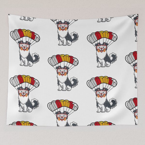Item preview, Happy collie dog has a parachute designed and sold by Pet Station.