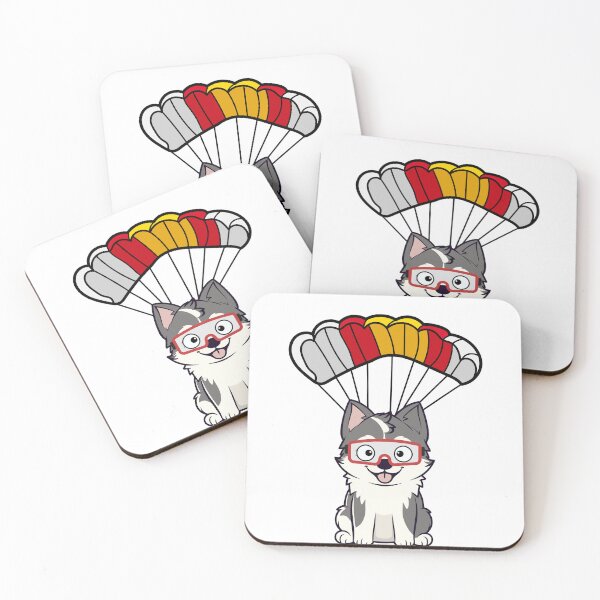 Item preview, Happy husky dog has a parachute designed and sold by Pet Station.