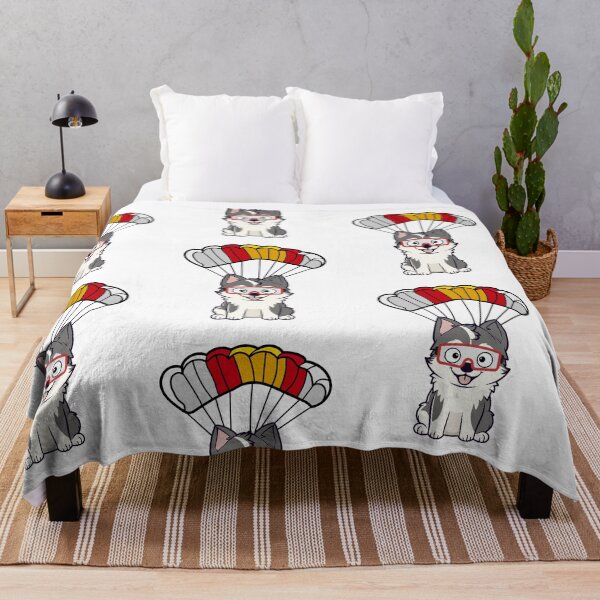 Item preview, Happy husky dog has a parachute designed and sold by Pet Station.