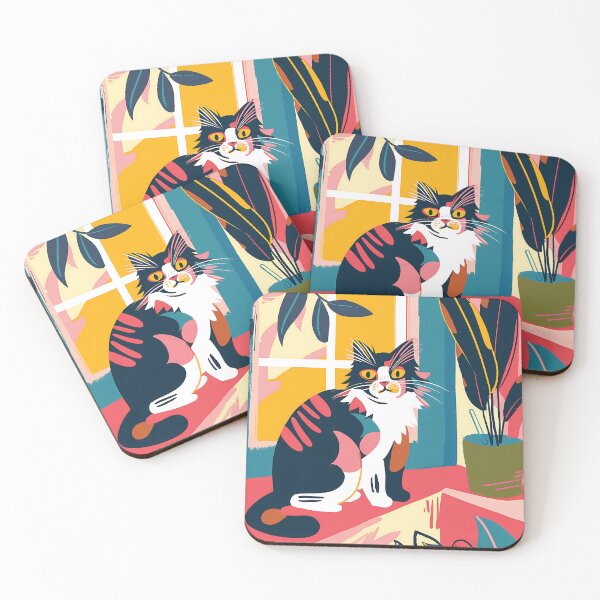 Item preview, Whimsical Cat in Matisse-Inspired Art designed and sold by NesaArtSpace.