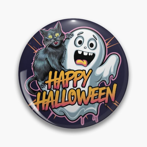 Item preview, Spooked Ghost & Spooky Black Cat Happy Halloween designed and sold by Sturdust.
