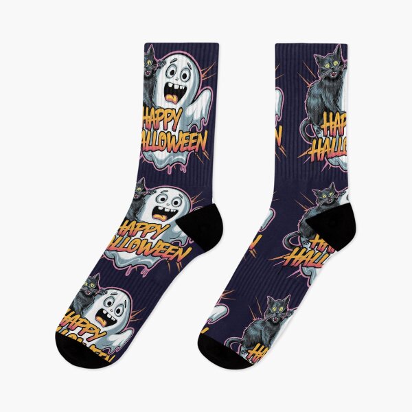 Item preview, Spooked Ghost & Spooky Black Cat Happy Halloween designed and sold by Sturdust.