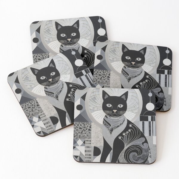 Item preview, Cat Black and White Abstract Vintage Zentangle Art designed and sold by Witty Shirts.