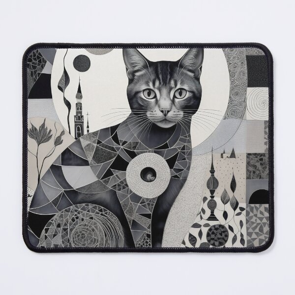 Item preview, Cat Black and White Abstract Vintage Zentangle Art designed and sold by Witty Shirts.
