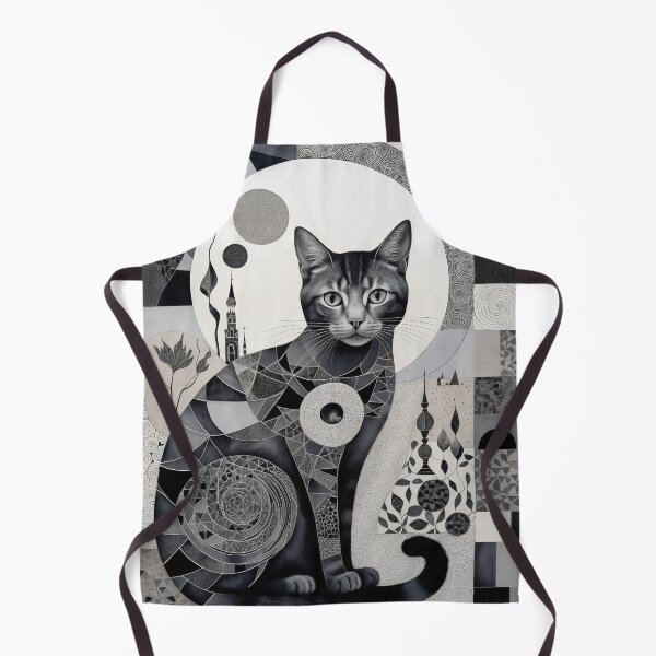 Item preview, Cat Black and White Abstract Vintage Zentangle Art designed and sold by Witty Shirts.