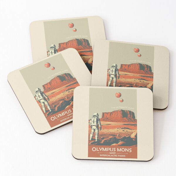 Item preview, Retro Space Poster Olympus Mons of Mars designed and sold by Lizzy Fern Studios.