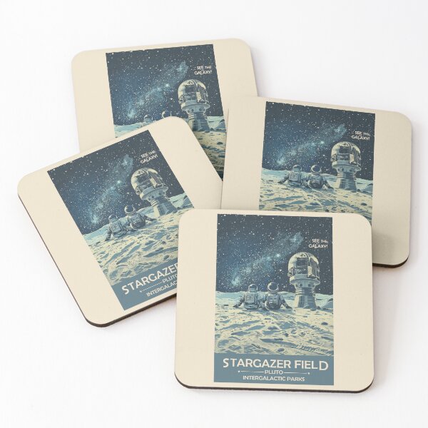 Item preview, Retro Space Poster Stargazing on Pluto designed and sold by Lizzy Fern Studios.
