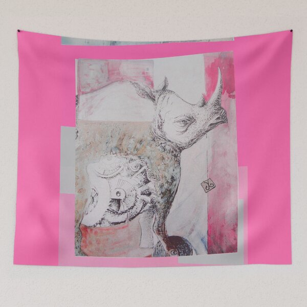 Item preview, Automatic Rhinoceros - Automatic Sign of Abundance (Original Mix Media Painting by AliceCCI) designed and sold by VanyssaGraphics.