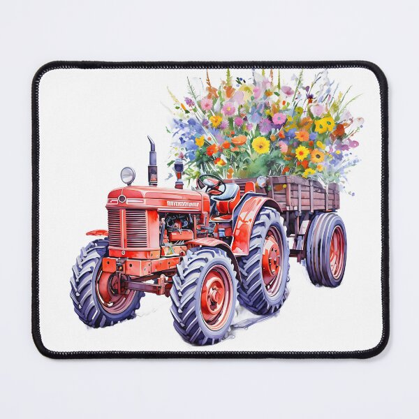 Item preview, water color flower tractor designed and sold by Cardsurveyors.