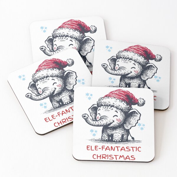 Item preview,  Funny Elephant & Xmas Hat - Ele-Fantastic Christmas - Minimalist Animal Art designed and sold by BeaverFriends.